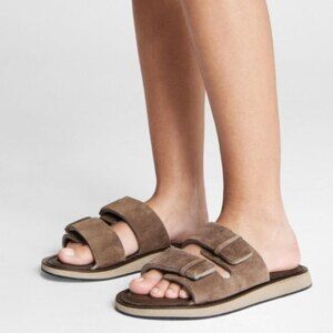 rag & bone Parker Slide Sandal in Tundra Taupe Brown Leather Suede 8.5